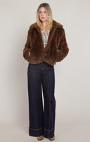 Dex/Room 34 Ladies Minky Brown Faux Fur Coat