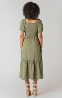 Dex/Room 34 Ladies Sage Smocked Tiered Maxi Dress