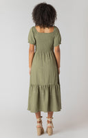 Dex/Room 34 Ladies Sage Smocked Tiered Maxi Dress
