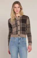 Dex/Room 34 Ladies Taupe/Brown Plaid Cardigan