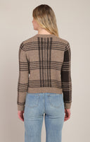 Dex/Room 34 Ladies Taupe/Brown Plaid Cardigan
