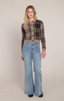 Dex/Room 34 Ladies Taupe/Brown Plaid Cardigan