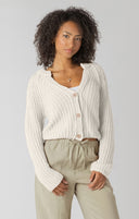 Dex/Room 34 Ladies Textured Button Front Natural Cardigan