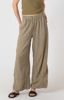 Dex Ladies Wide Leg Linen Faded Olive Pant