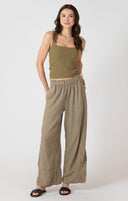 Dex Ladies Wide Leg Linen Faded Olive Pant