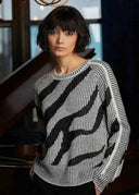 Elena Wang Ladies Black/White Knit Sweater