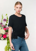 Elena Wang Ladies Black SS Top