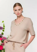 Elena Wang Ladies Sand SS Top