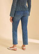 FDJ Ladies Indigo Hearts Pull-On Straight Ankle Jean