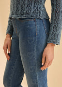 FDJ Ladies Indigo Hearts Pull-On Straight Ankle Jean
