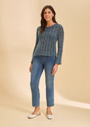 FDJ Ladies Indigo Hearts Pull-On Straight Ankle Jean