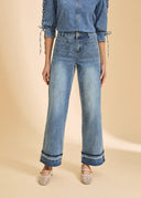 FDJ Ladies Light Wash Olivia Cuffed Wide Leg Jean