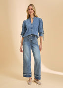 FDJ Ladies Light Wash Olivia Cuffed Wide Leg Jean
