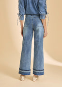 FDJ Ladies Light Wash Olivia Cuffed Wide Leg Jean
