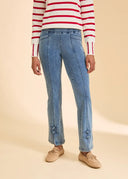 FDJ Ladies Medium Wash Bow Pull-On Boot Leg Jean