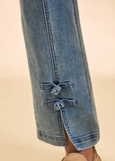 FDJ Ladies Medium Wash Bow Pull-On Boot Leg Jean