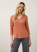 FDJ Ladies Pumpkin Spice 3/4 Sleeve V-Neck Top
