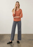 FDJ Ladies Pumpkin Spice 3/4 Sleeve V-Neck Top