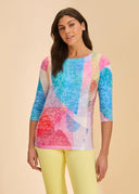 FDJ Ladies Spring Awaking 3/4 Sleeve Boat Neck Top