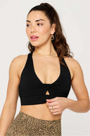 Fabletics Ladies Oasis Twist Black Sports Bra