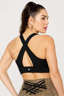 Fabletics Ladies Oasis Twist Black Sports Bra