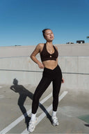 Fabletics Ladies Oasis Twist Black Sports Bra