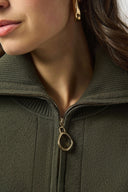 Joseph Ribkoff Ladies Avocado Sweater Knit Boxy Pullover w/ Zippered Collar