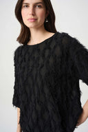 Joseph Ribkoff Ladies Black Boat Neck Fringe Sweater