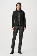 Joseph Ribkoff Ladies Black Jacquard And Scuba Jersey Boxy Top