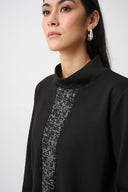 Joseph Ribkoff Ladies Black Jacquard And Scuba Jersey Boxy Top