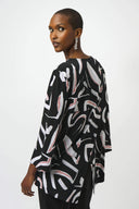 Joseph Ribkoff Ladies Black/Multi Silky Knit Printed Fit and Flare Tunic