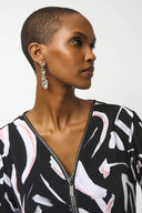 Joseph Ribkoff Ladies Black/Multi Silky Knit Printed Fit and Flare Tunic