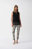 Joseph Ribkoff Ladies Black Silky Knit and Mesh Sleeveless Top