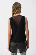 Joseph Ribkoff Ladies Black Silky Knit and Mesh Sleeveless Top