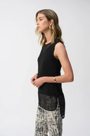 Joseph Ribkoff Ladies Black Silky Knit and Mesh Sleeveless Top