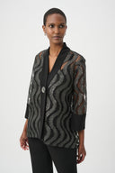 Joseph Ribkoff Ladies Black/Silver Sequin Embroidered Swing Jacket