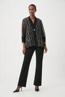 Joseph Ribkoff Ladies Black/Silver Sequin Embroidered Swing Jacket