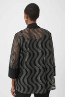 Joseph Ribkoff Ladies Black/Silver Sequin Embroidered Swing Jacket