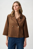 Joseph Ribkoff Ladies Brown Scuba Suede Boxy Jacket