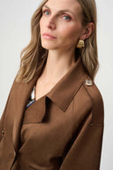 Joseph Ribkoff Ladies Brown Scuba Suede Boxy Jacket