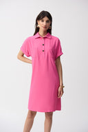 Joseph Ribkoff Ladies Bubble Gum Textured Woven Straight Shirt Dress