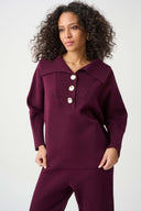 Joseph Ribkoff Ladies Elderberry Brushed Viscose And Nylon Shawl Neck Sweater