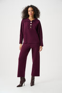 Joseph Ribkoff Ladies Elderberry Brushed Viscose And Nylon Shawl Neck Sweater