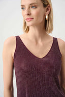 Joseph Ribkoff Ladies Elderberry Metallic Knitted Camisole with Rhinestones