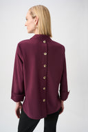 Joseph Ribkoff Ladies Elderberry Stretch Poplin Shirt-Collar Boxy Top