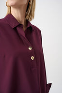 Joseph Ribkoff Ladies Elderberry Stretch Poplin Shirt-Collar Boxy Top