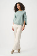 Joseph Ribkoff Ladies Frosted Mint Melange Brushed Viscose And Nylon Knit Tulip Sleeve Sweater