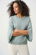 Joseph Ribkoff Ladies Frosted Mint Melange Brushed Viscose And Nylon Knit Tulip Sleeve Sweater
