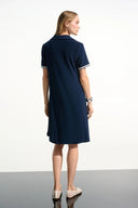 Joseph Ribkoff Ladies Indigo Silky Knit Trapeze Dress With Polo Collar