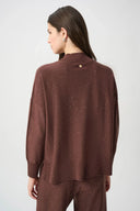 Joseph Ribkoff Ladies Mahogany Sequin Mock-Neck Sweater